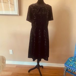 Talbots 12 black velvet sequin holiday dress, never worn.